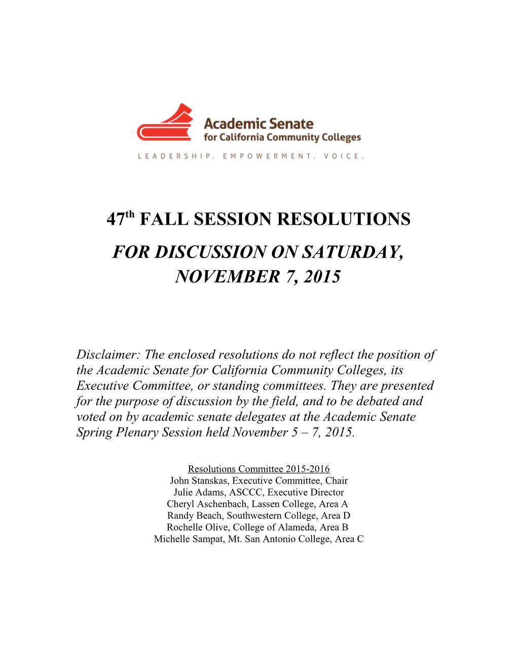 47Thfall SESSION RESOLUTIONS