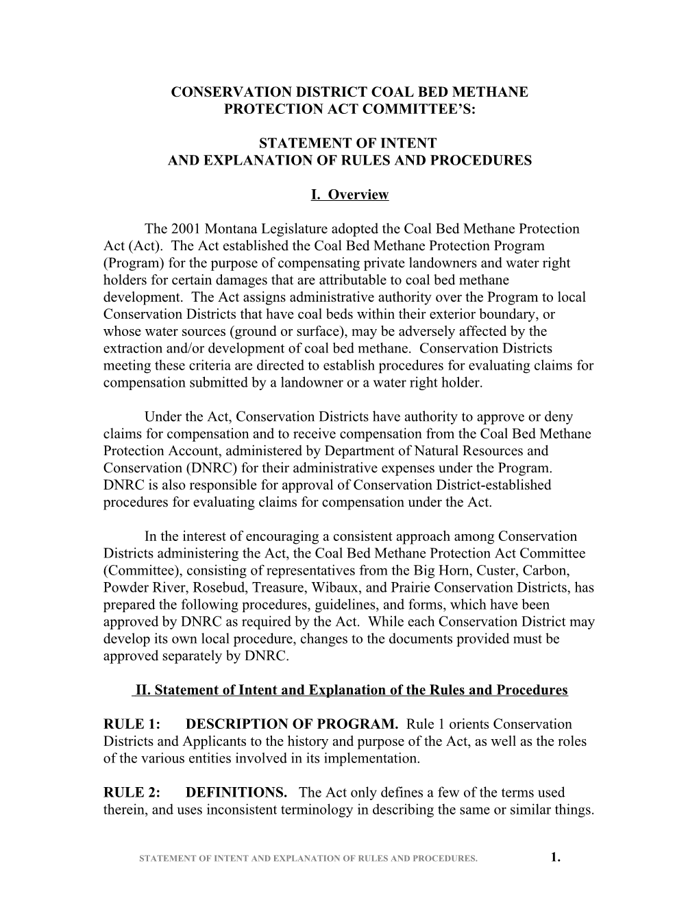 Conservation District Coalbed Methane