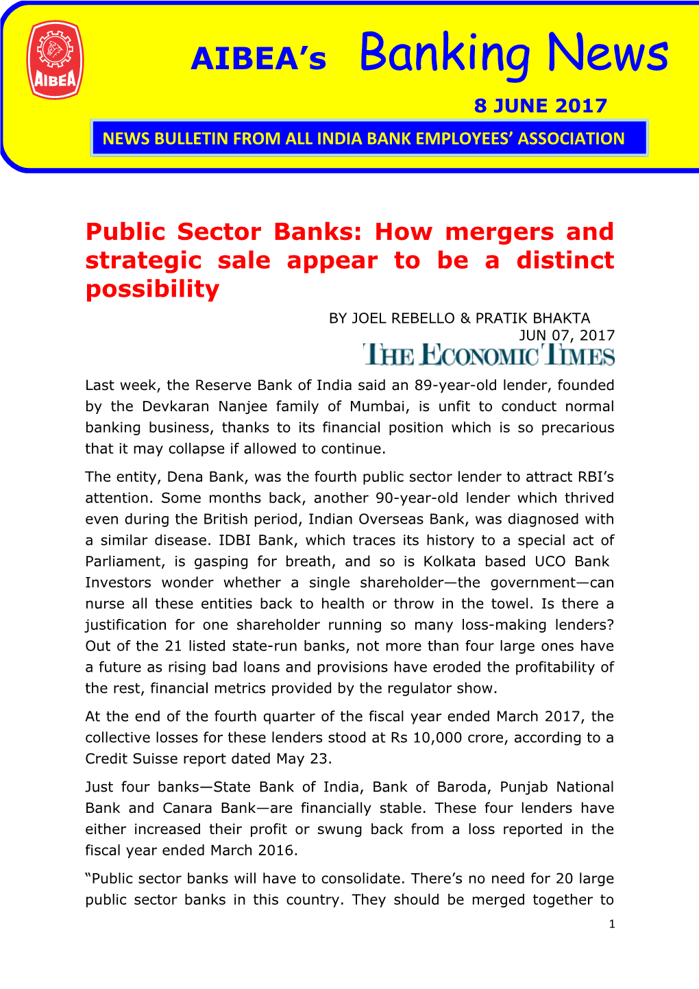 Public Sector Banks: How Mergers and Strategic Sale Appear to Be a Distinct Possibility