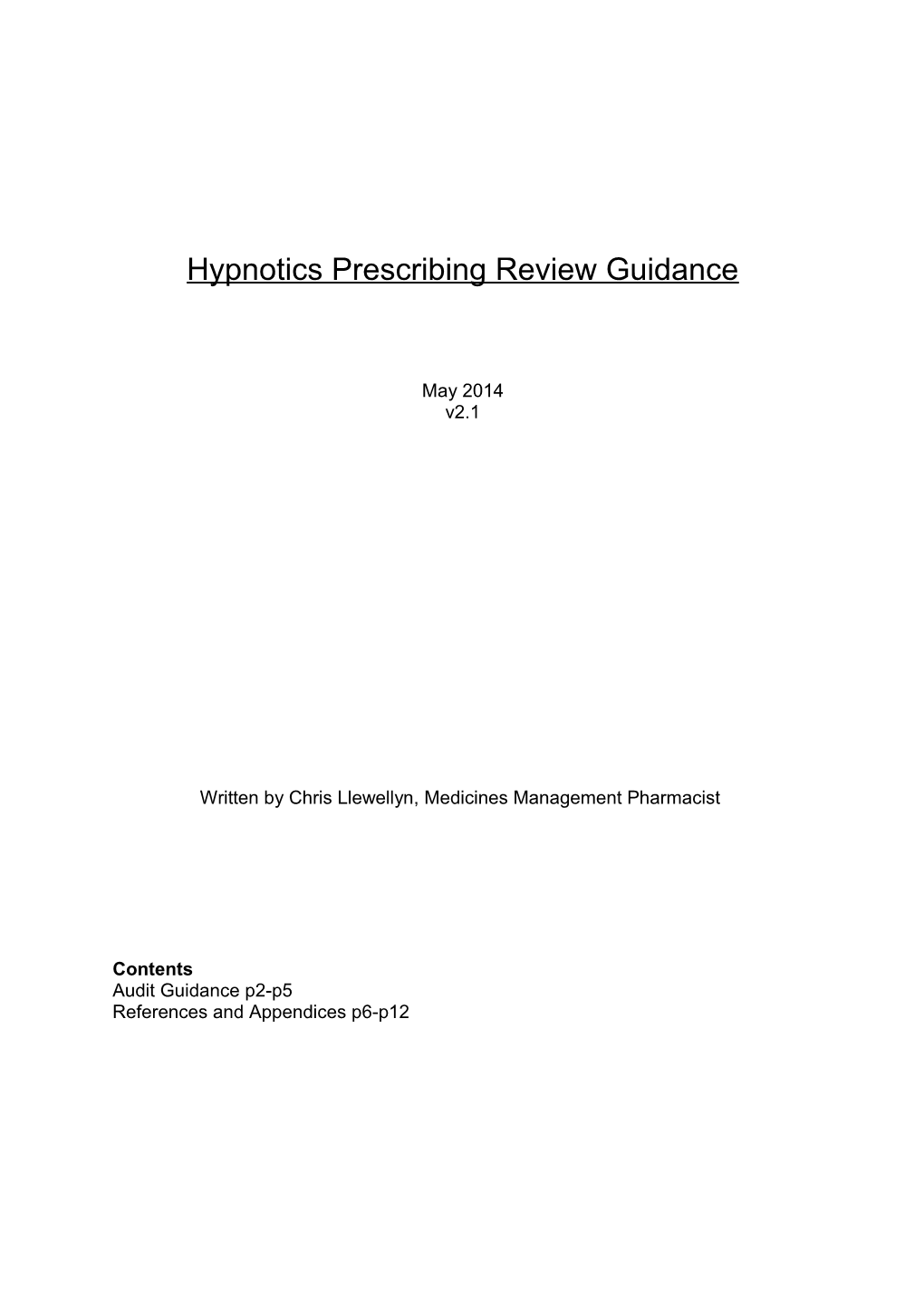 Hypnotics Prescribing Review Guidance