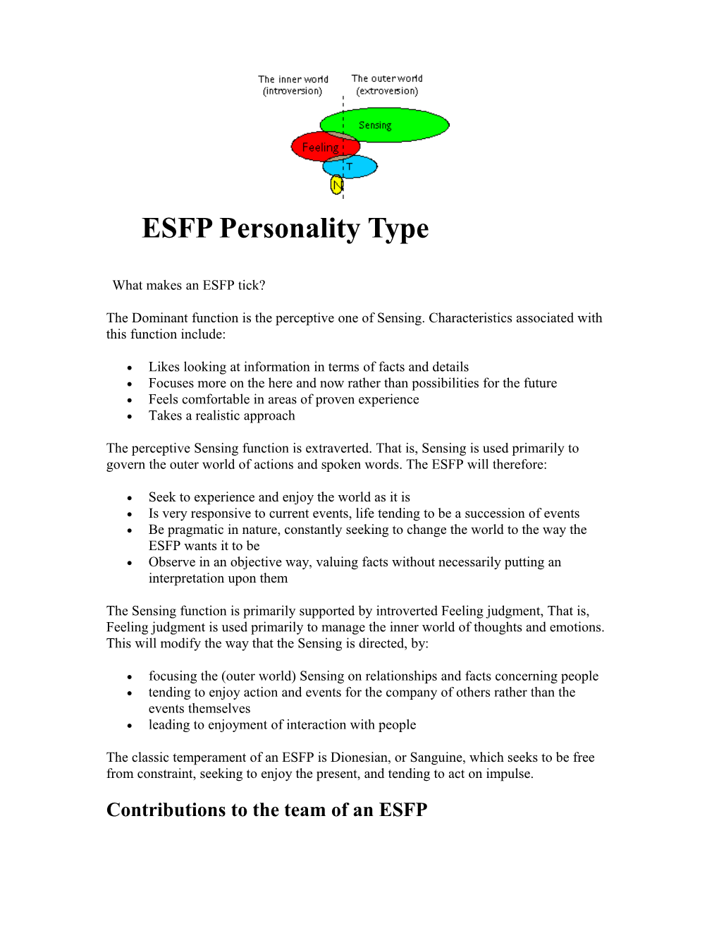 ESFP Personality Type