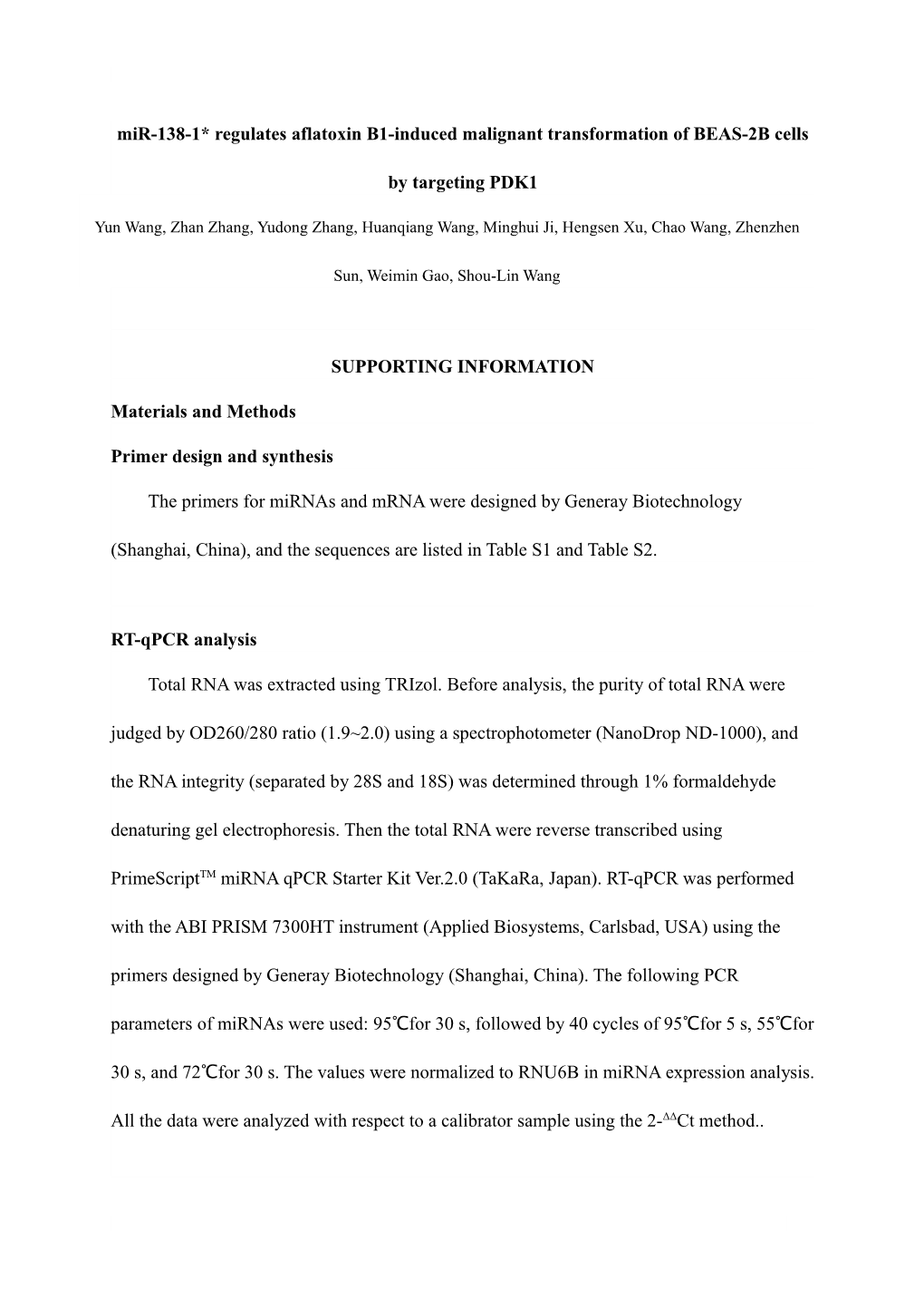 Mir-138-1* Regulates Aflatoxin B1-Induced Malignant Transformation of BEAS-2B Cells By