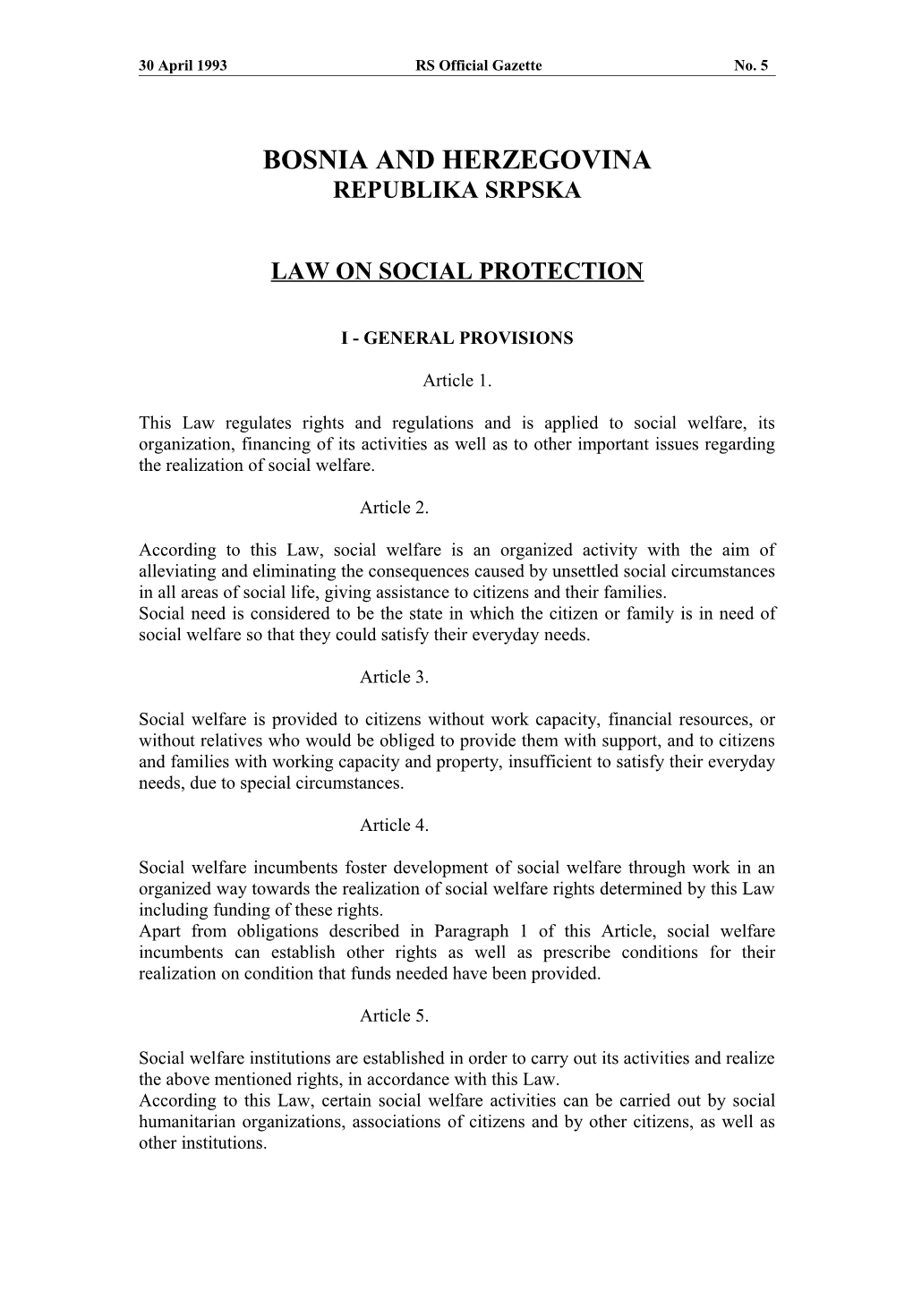 Law on Social Welfare