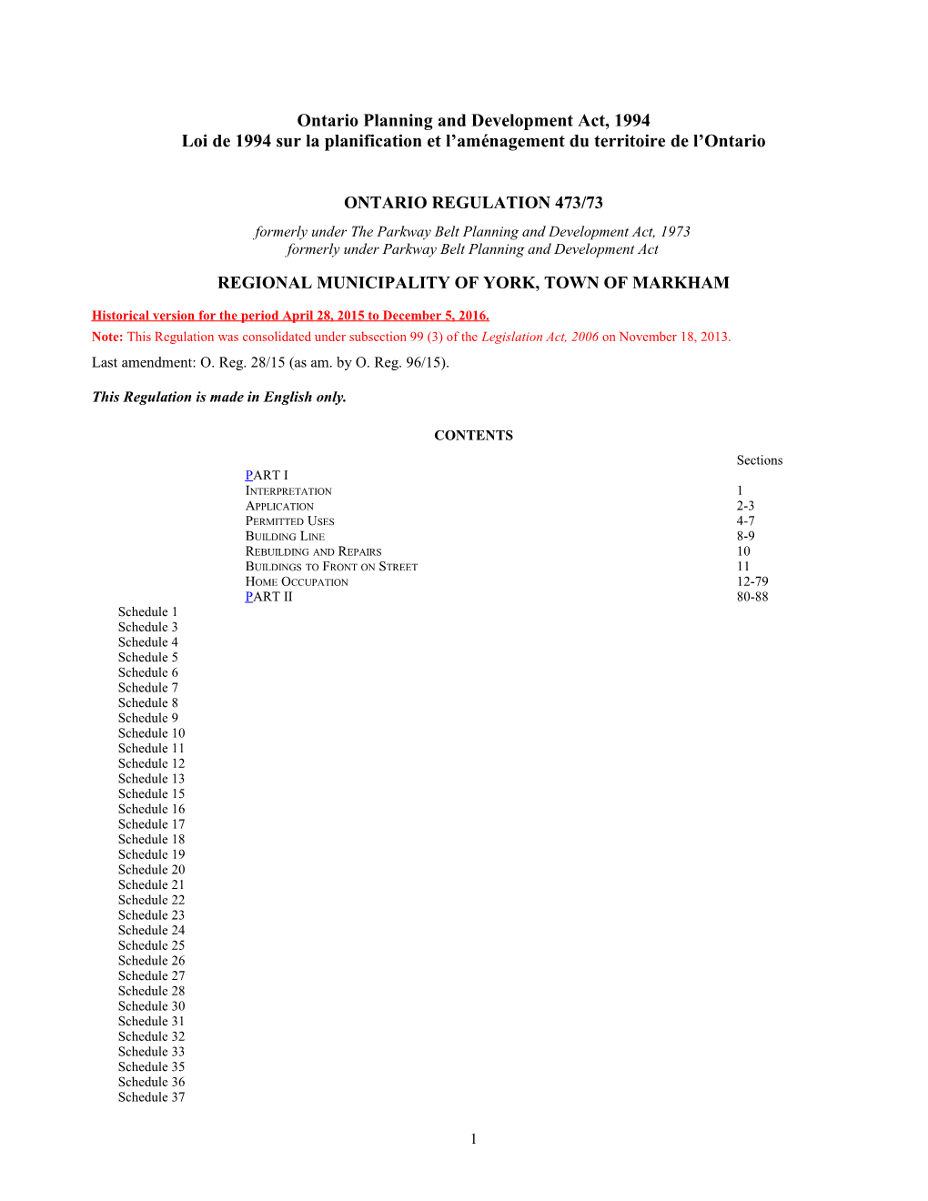 Ontario Planning and Development Act, 1994 - O. Reg. 473/73