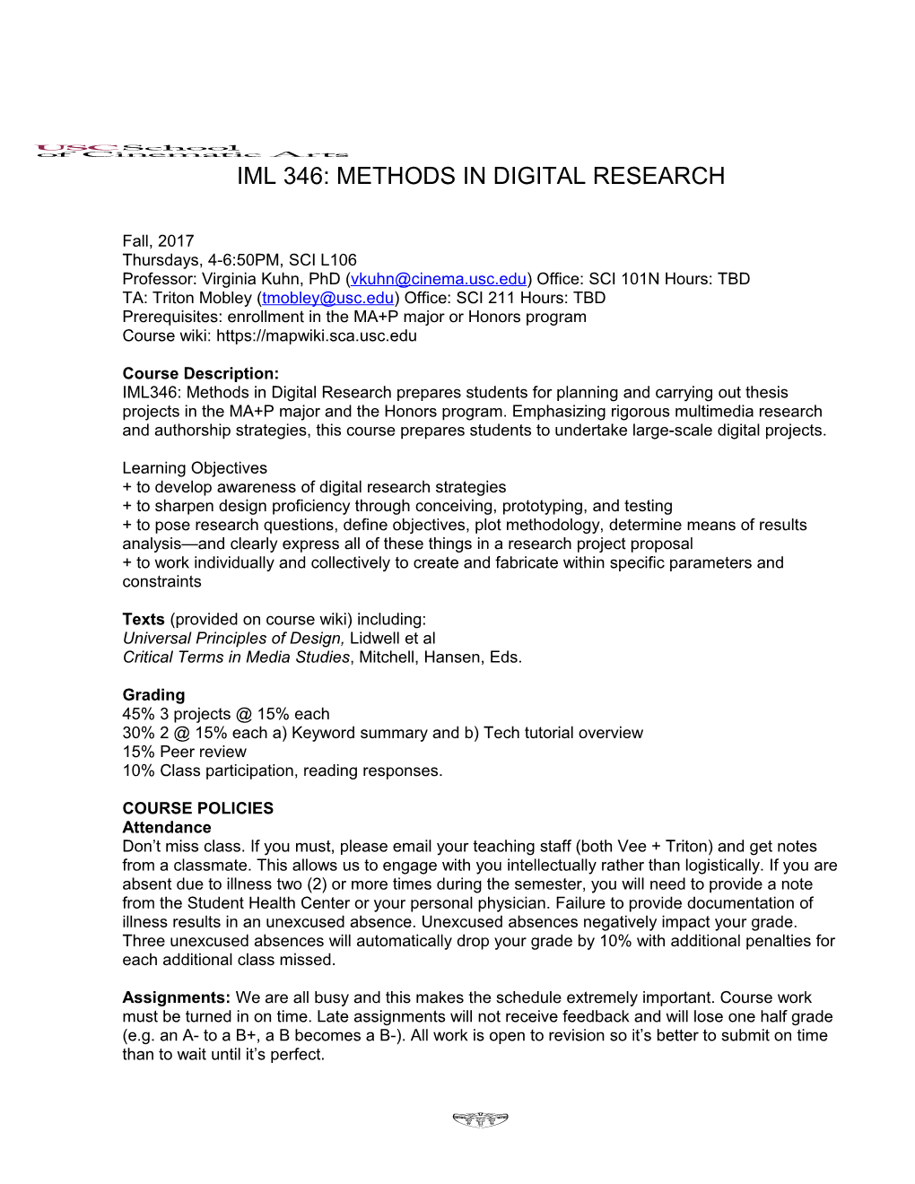 Iml 346: Methods in Digital Research