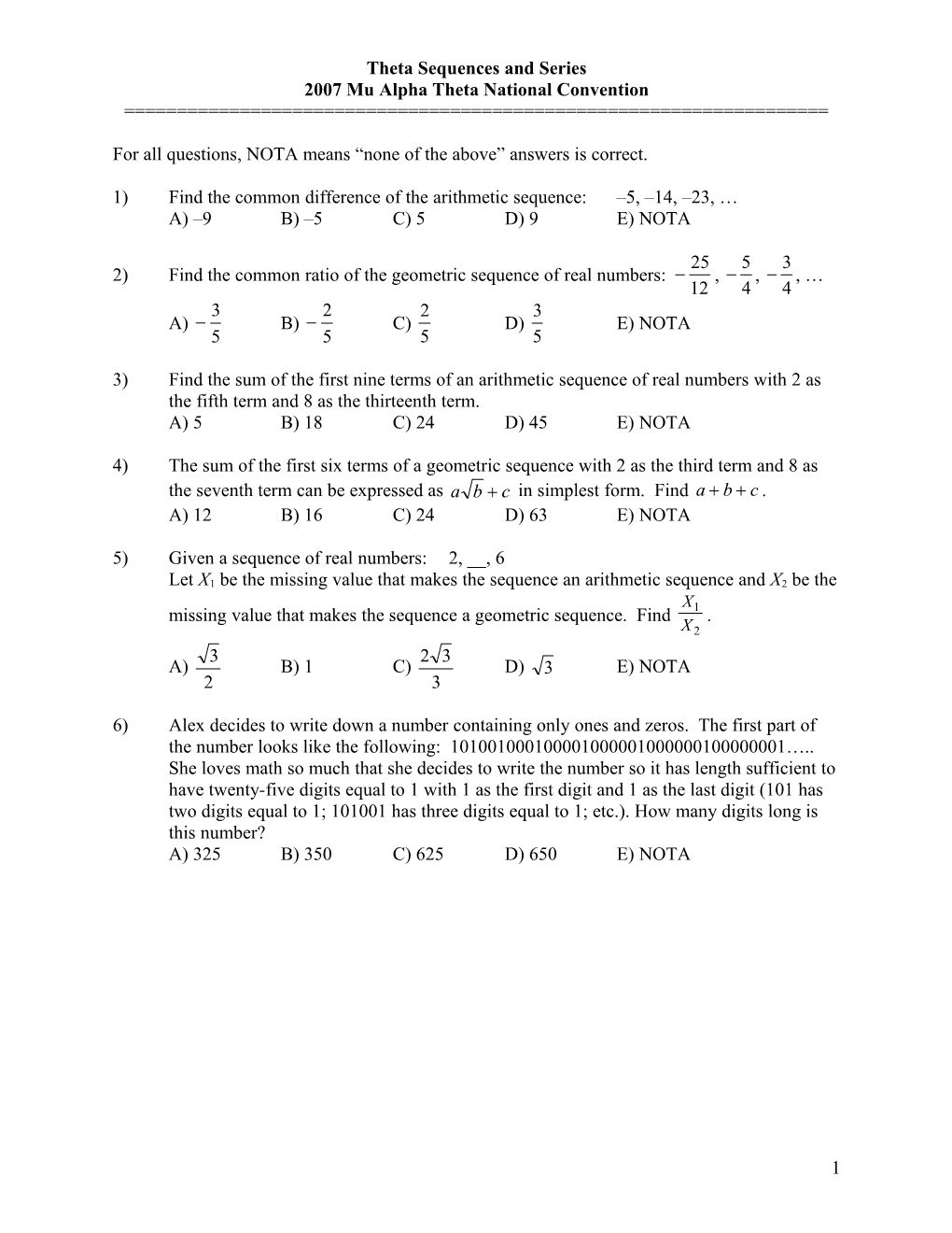 Theta Sequences and Series