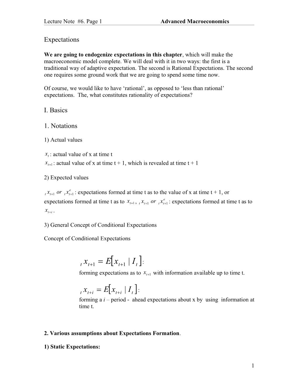 Lecture Note #6. Page1 Advanced Macroeconomics