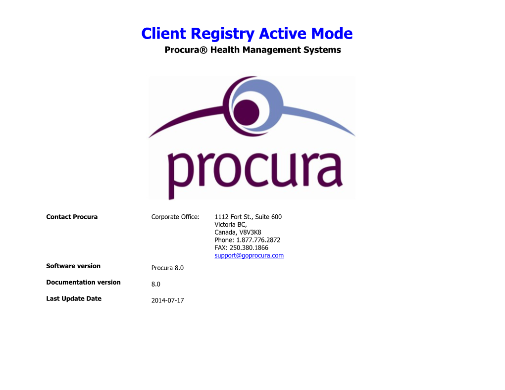 Client Registry Active Mode