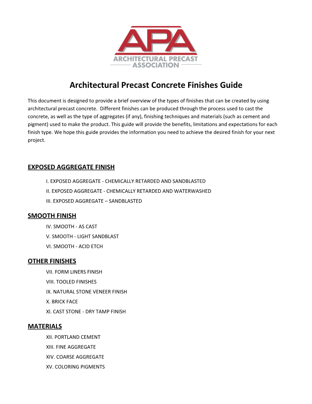 Architectural Precast Concrete Finishes Guide