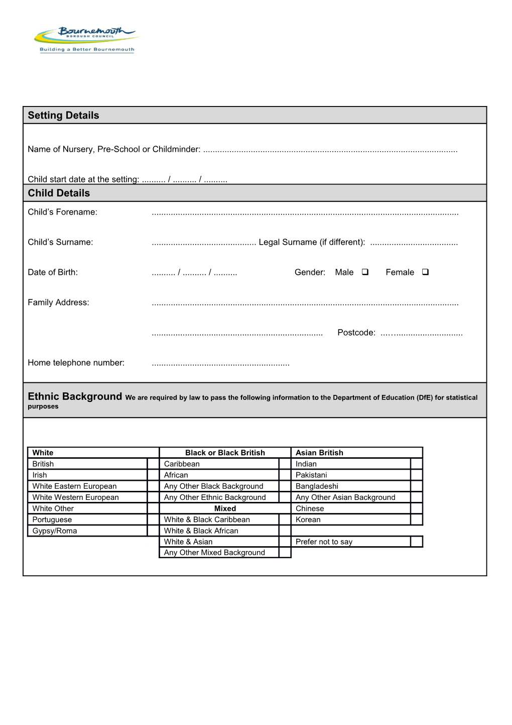 Parent Declaration Form (Extended Entitlement)