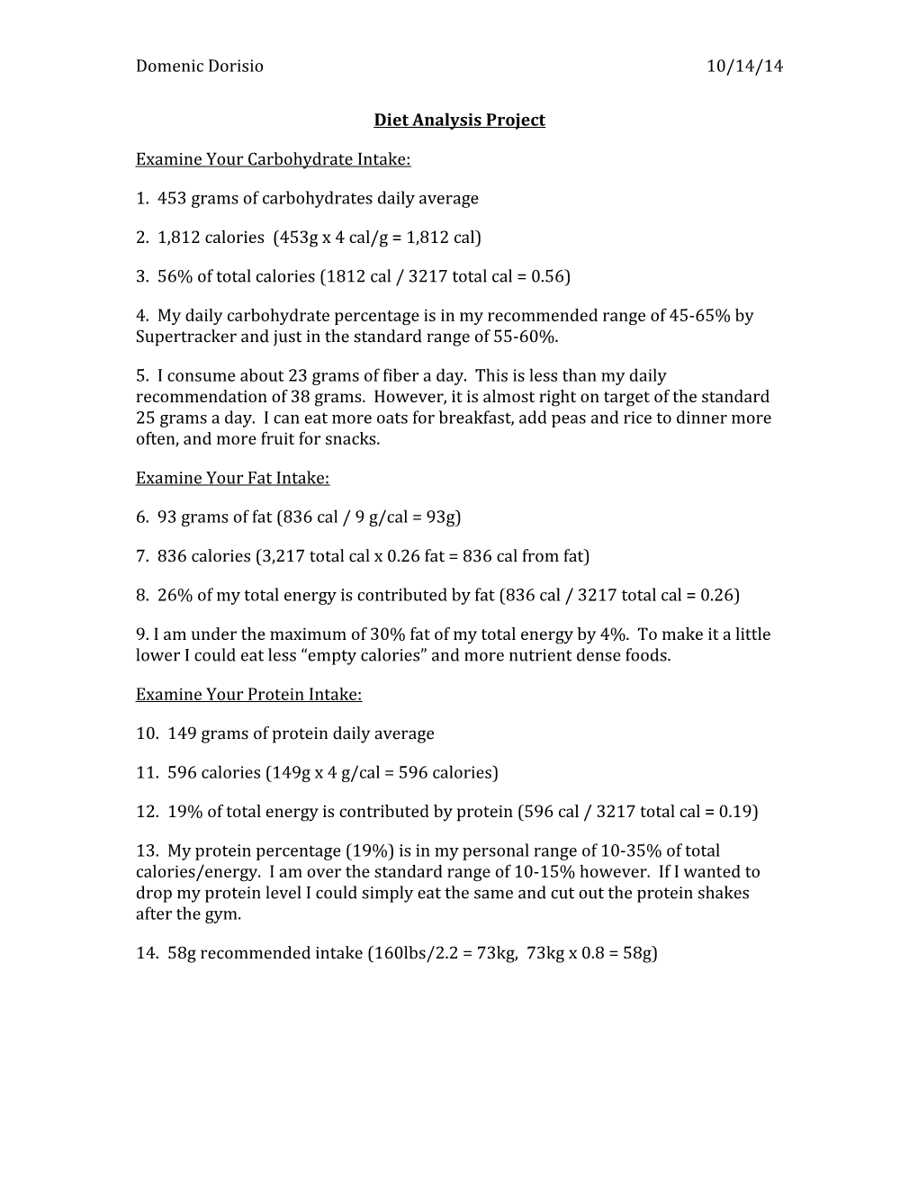 Diet Analysis Project