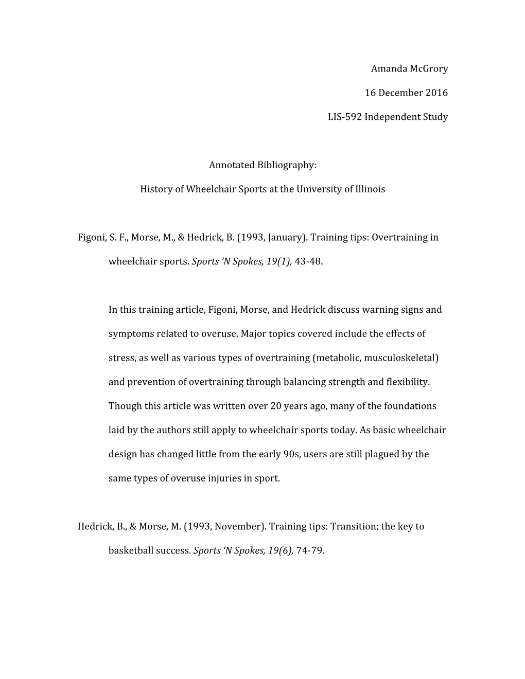 History of Wheelchair Sports at the University of Illinois