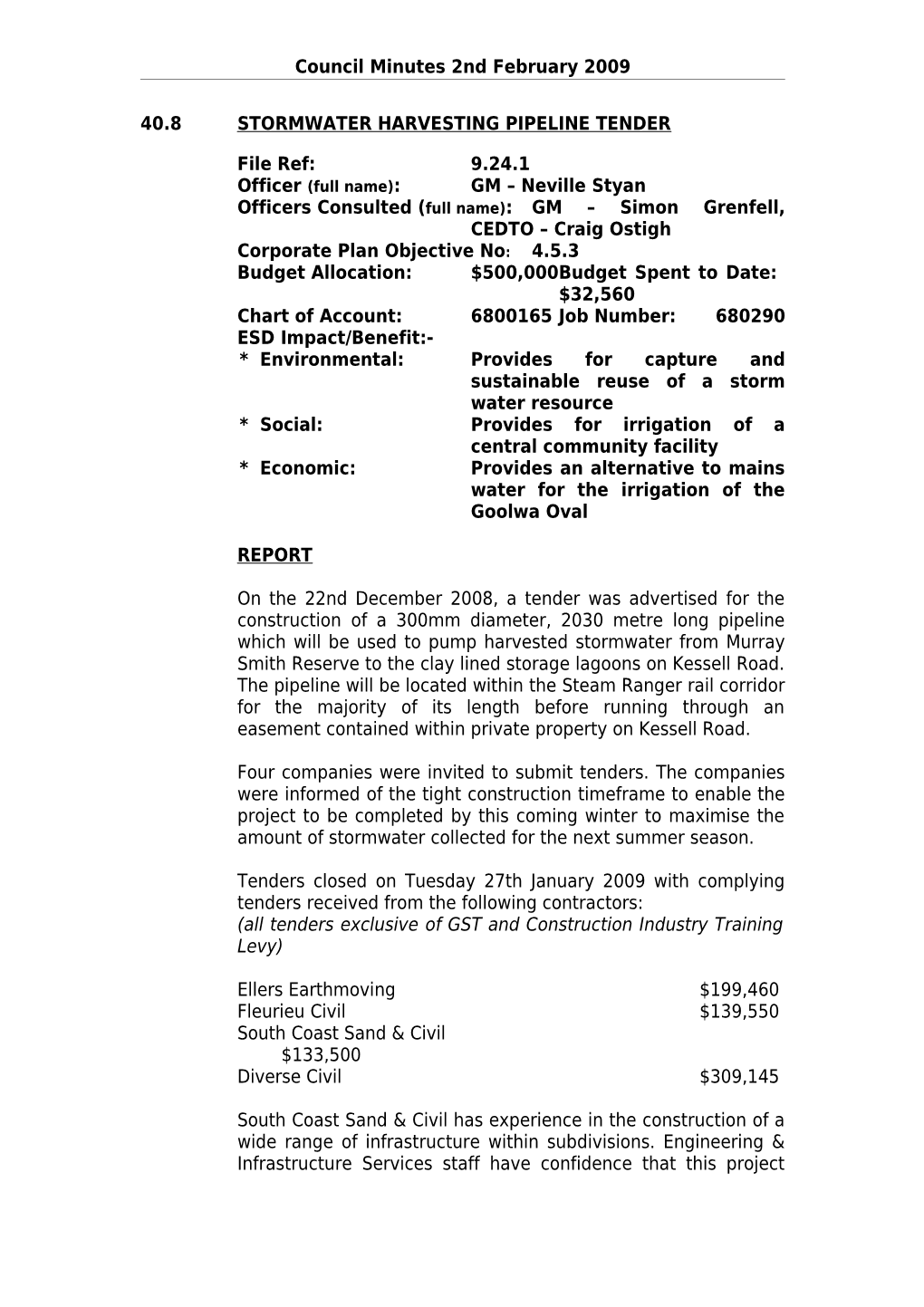 40.8Stormwater Harvesting Pipeline Tender