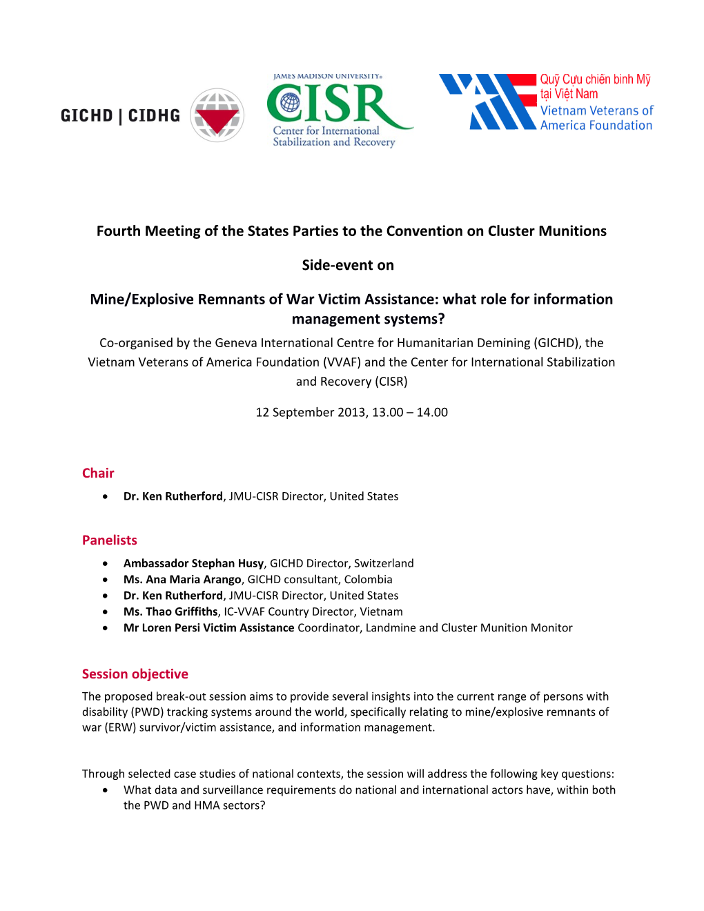 Fourth Meeting of the States Parties to the Convention on Cluster Munitions