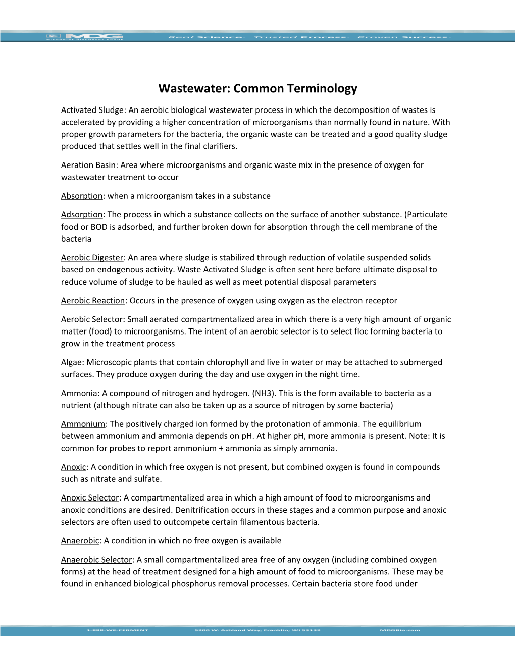 Wastewater: Common Terminology