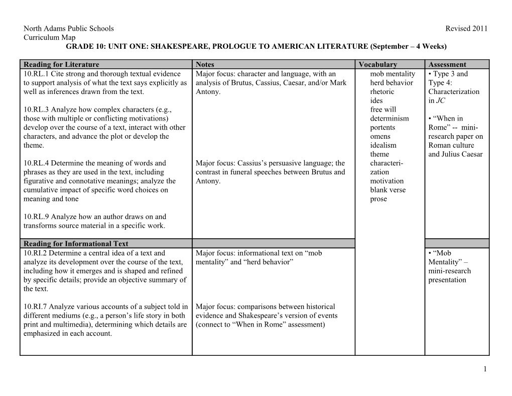 North Adams Public Schools Revised 2011