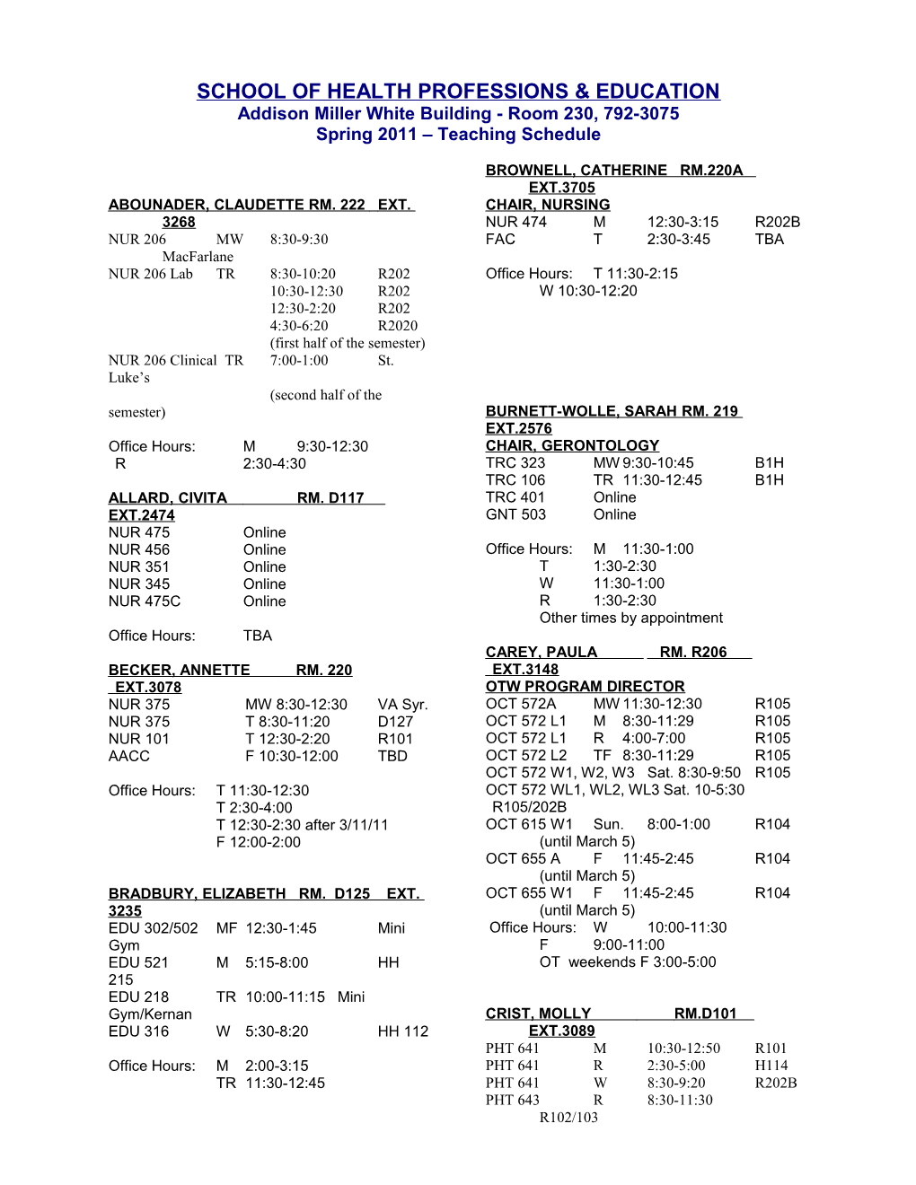 Division of Health & Human Studies