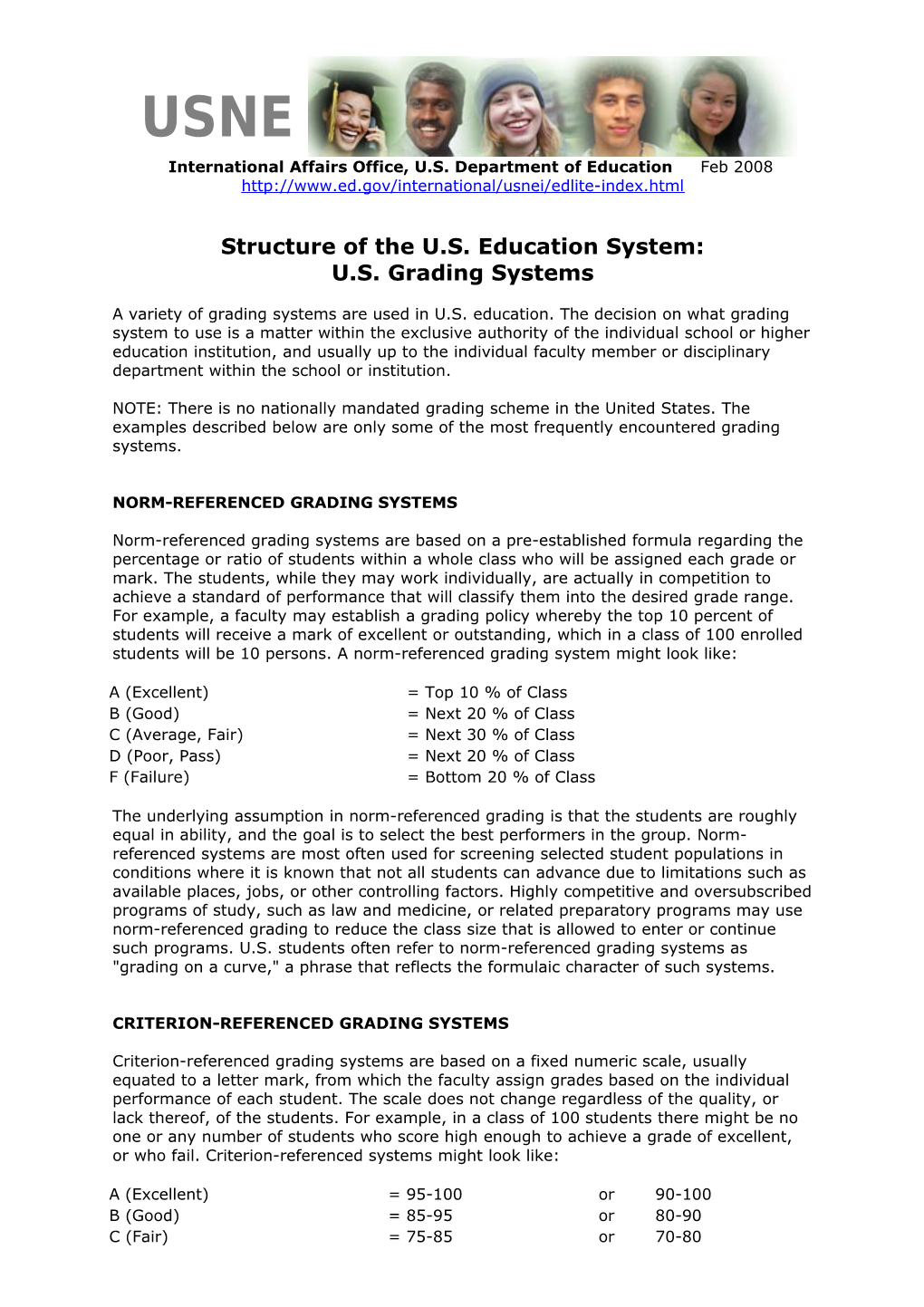 Structure of the US Education System: US Grading Systems (MS Word)