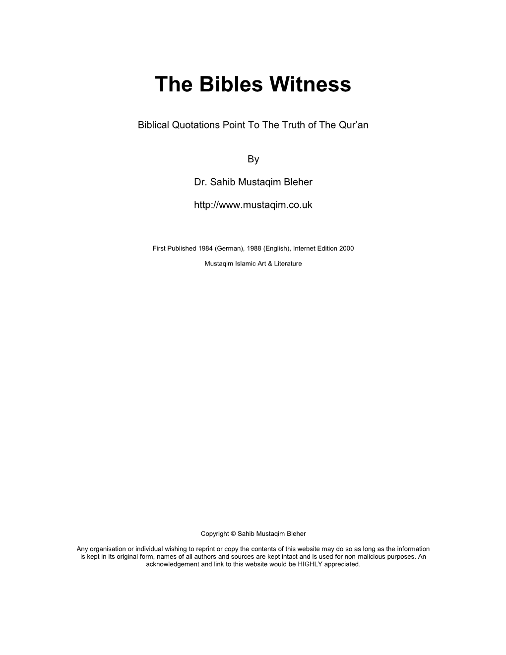 The Bibles Witness