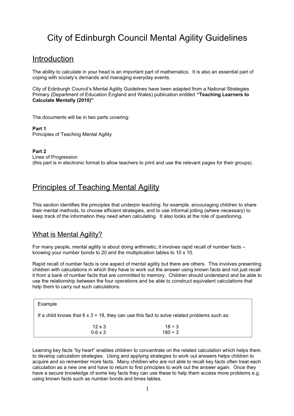 City of Edinburgh Council Mental Agility Guidelines