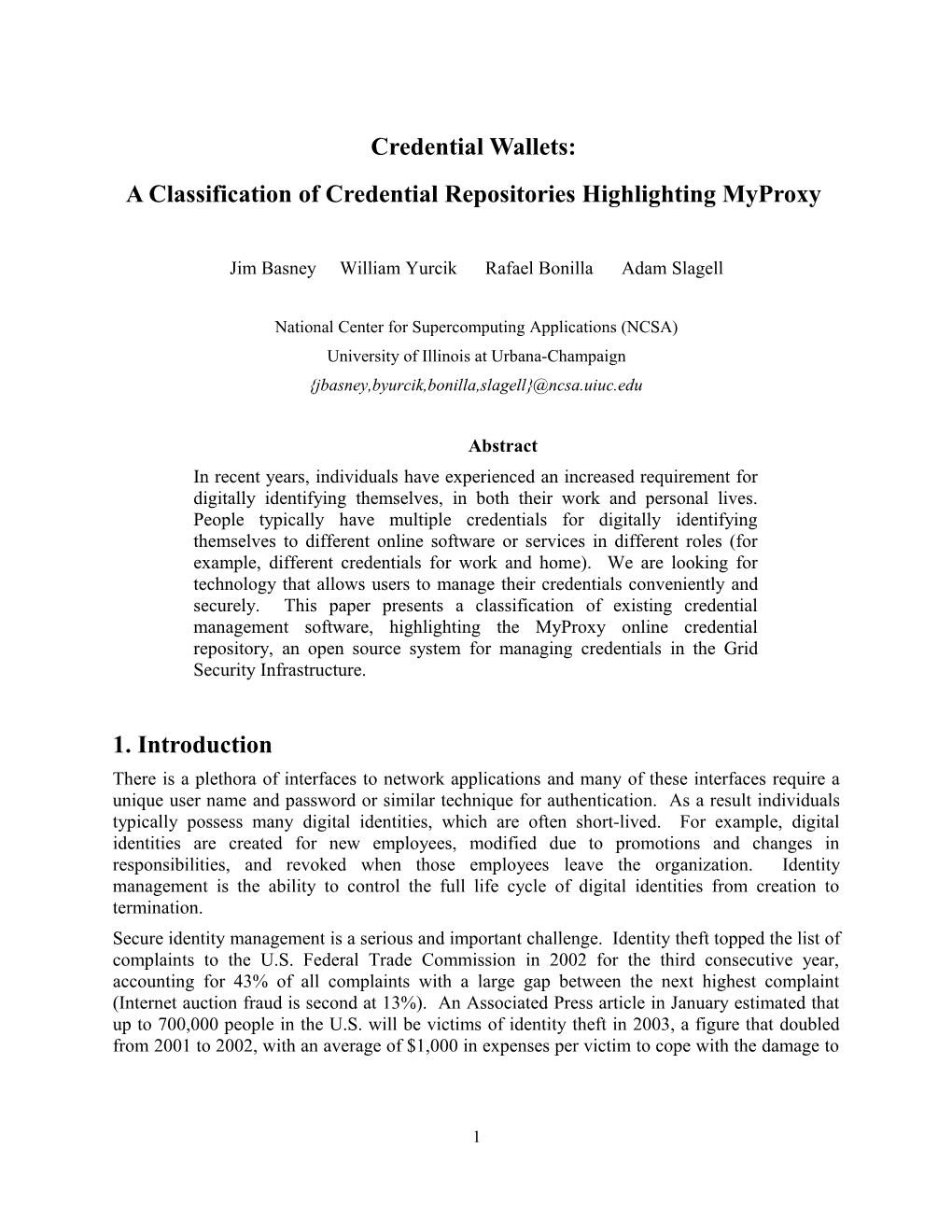 The Credential Wallet: a Classification of Credential Repositories Highlighting Myproxy