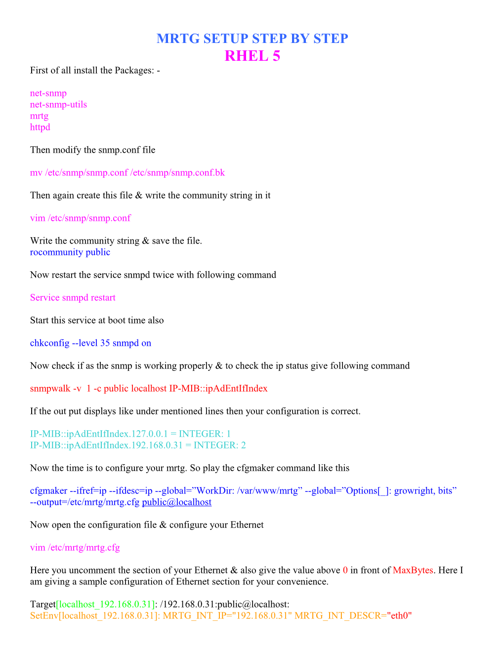 MRTG Setup Step by Step in RHEL 5