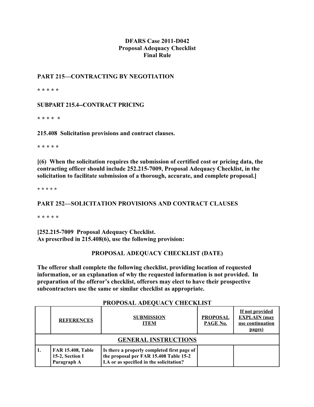 Proposal Adequacy Checklist