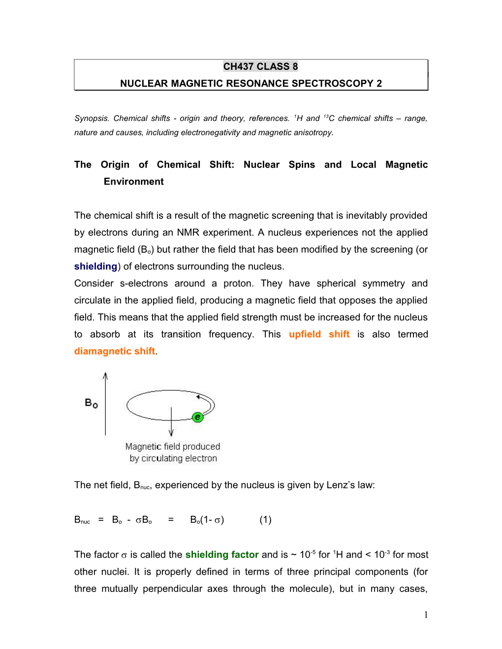 Nuclear Magnetic Resonance Spectroscopy 2