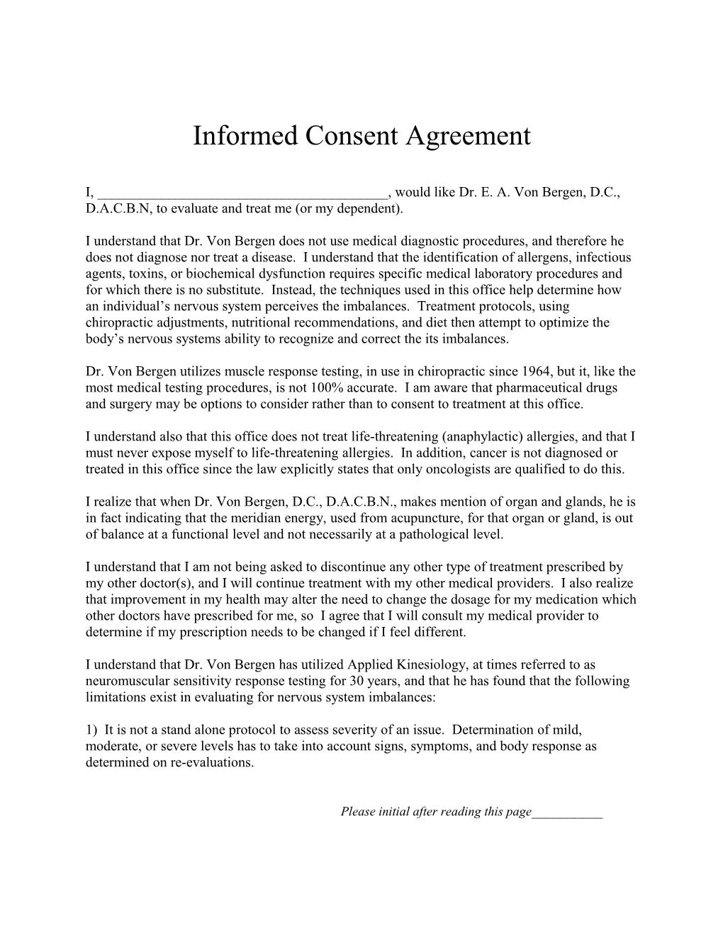 Informed Consent Agreement