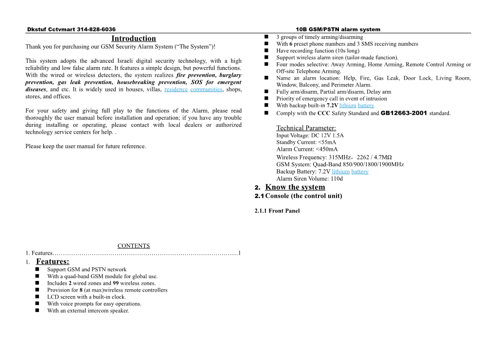 Dkstufcctvmart 314-828-6036 10B GSM/PSTN Alarm System