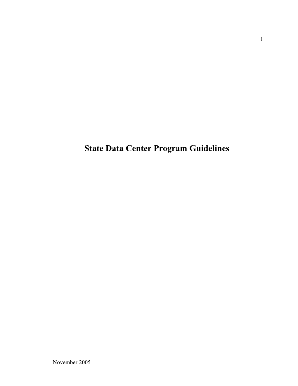 State Data Center Program Guidelines
