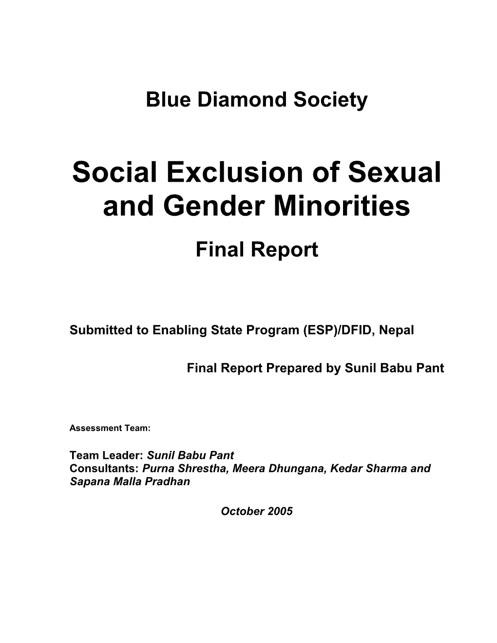 Social Exclusion of Sexual and Gender Minorities