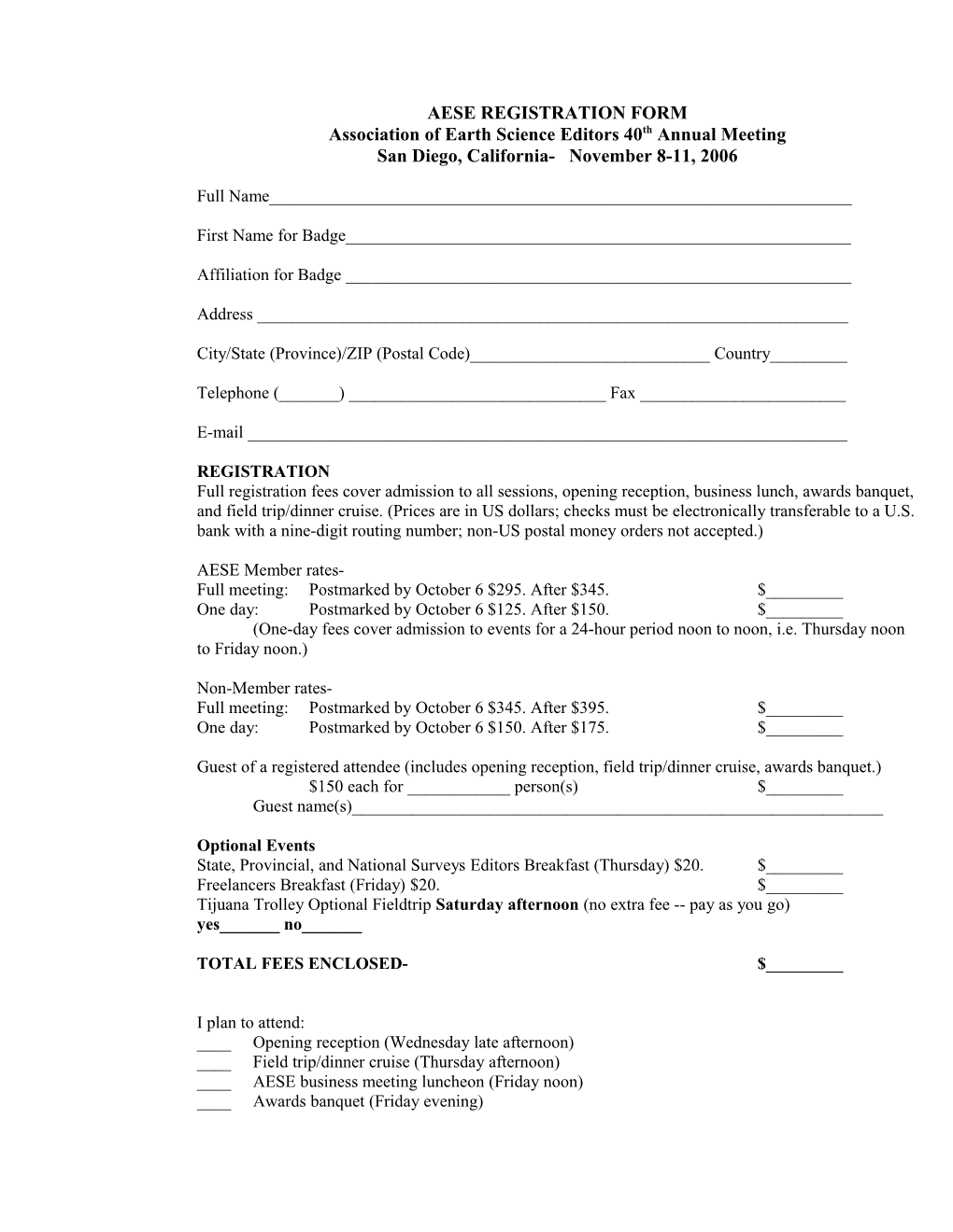 Aese Registration Form