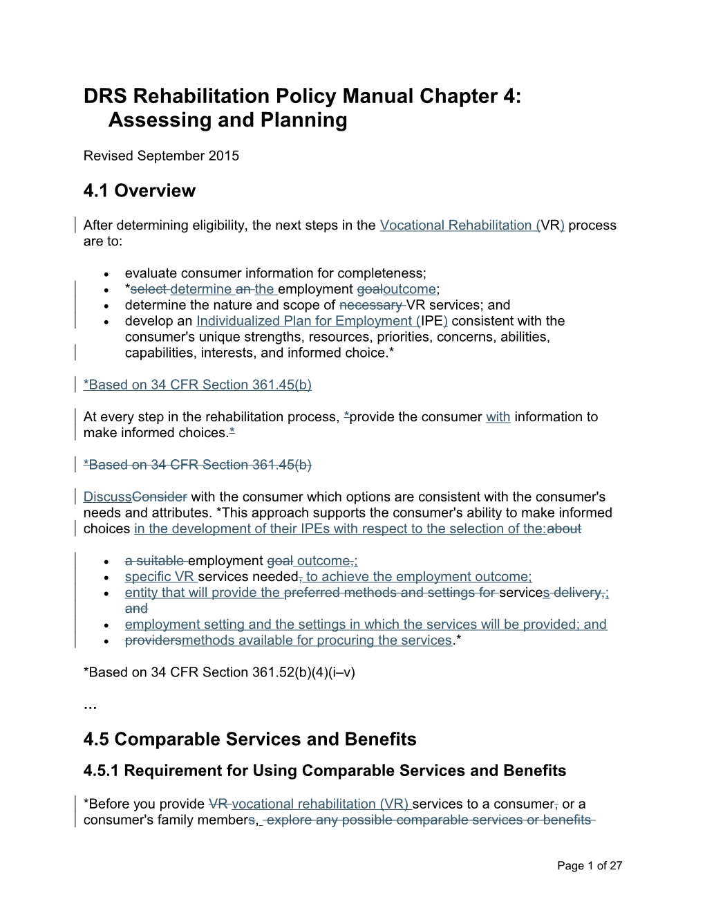 DRS RPM Chapter 4 Revisions, September 2015