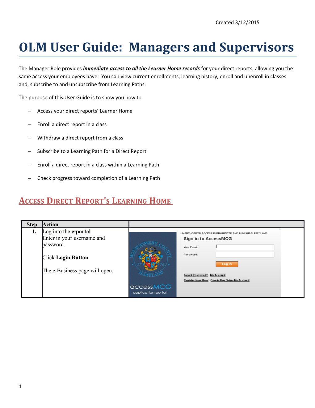 OLM User Guide: Managers and Supervisors