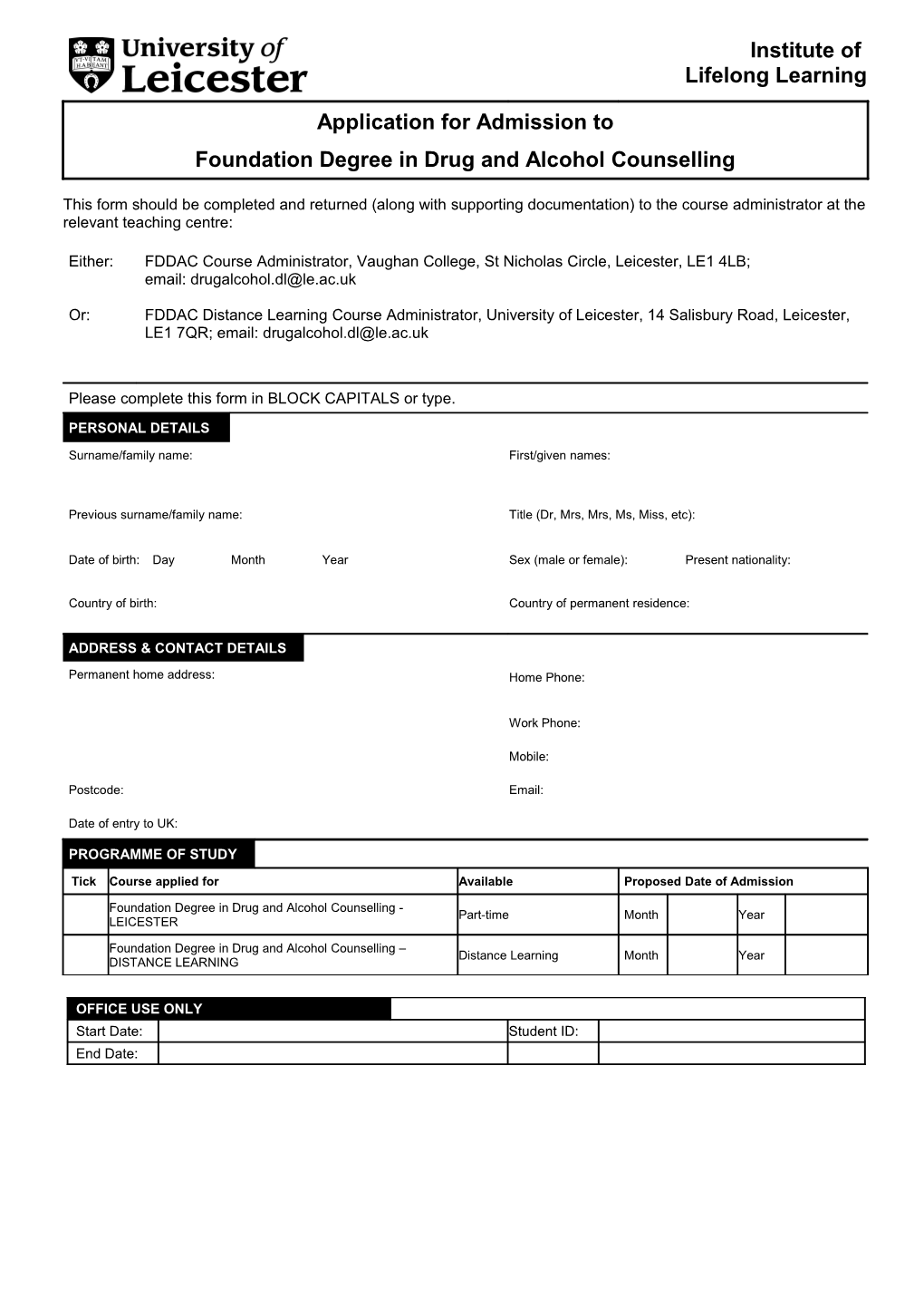 Undergraduate Data Protection Statement