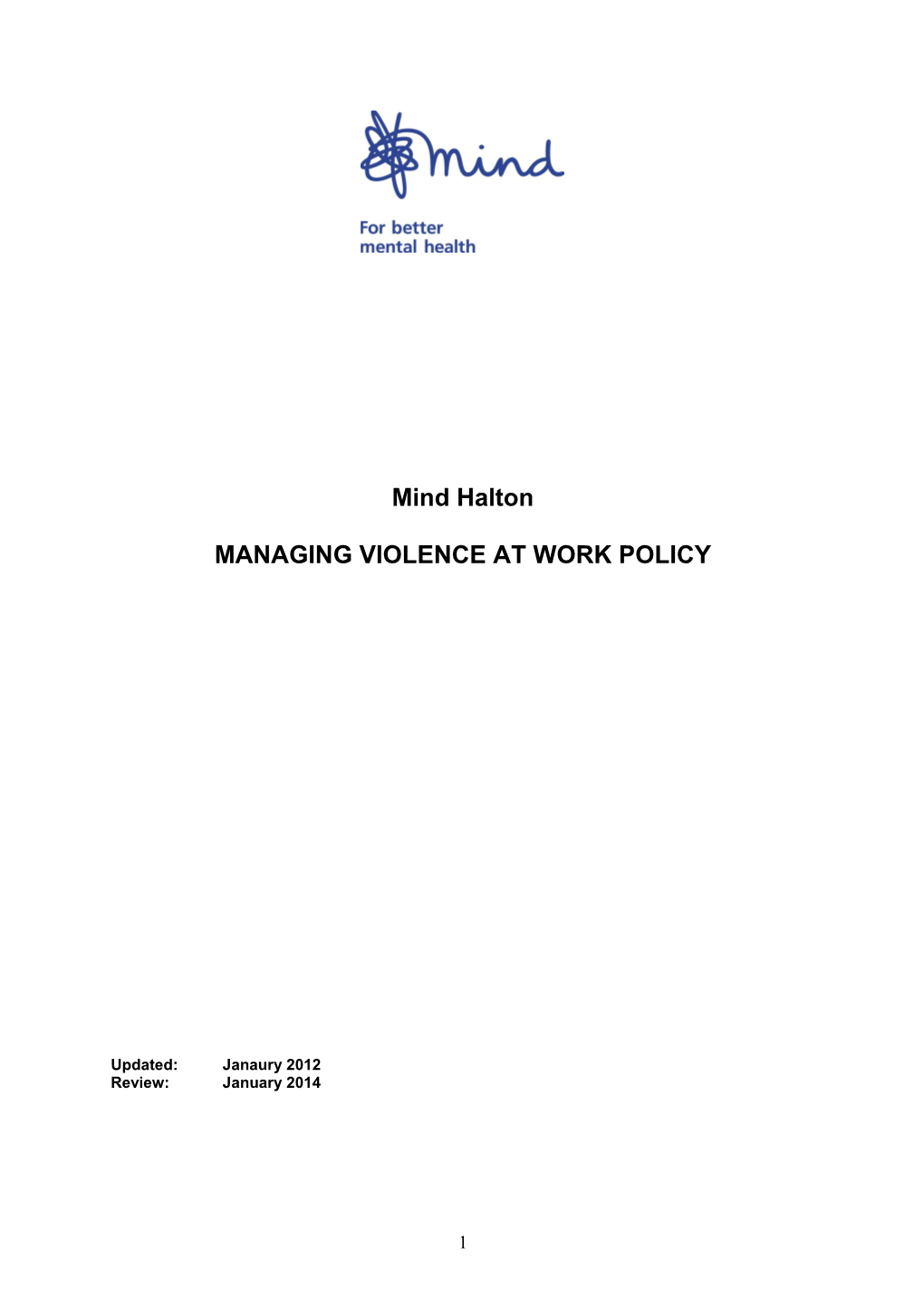 Managing Violence at Work Policy