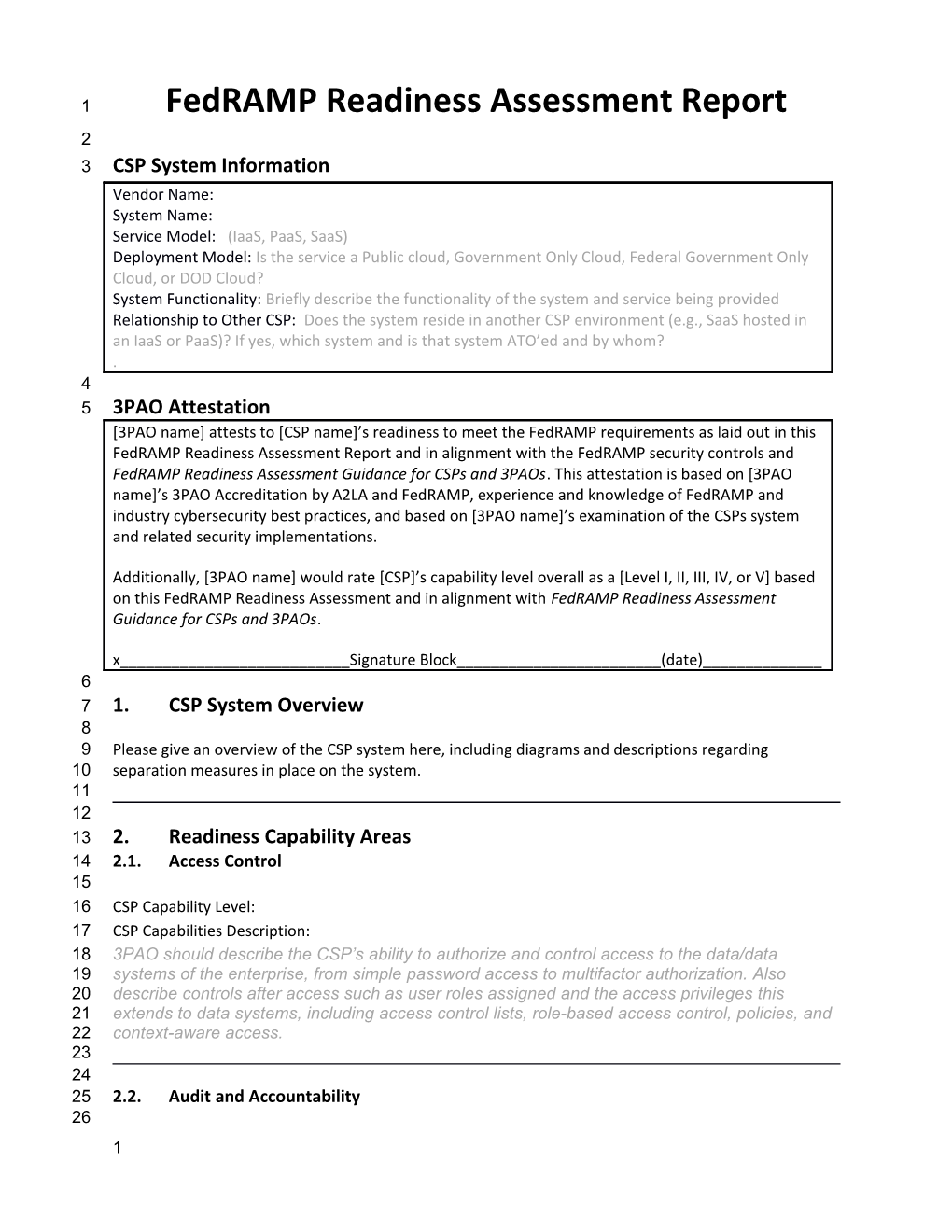 Fedramp Readiness Assessment Report