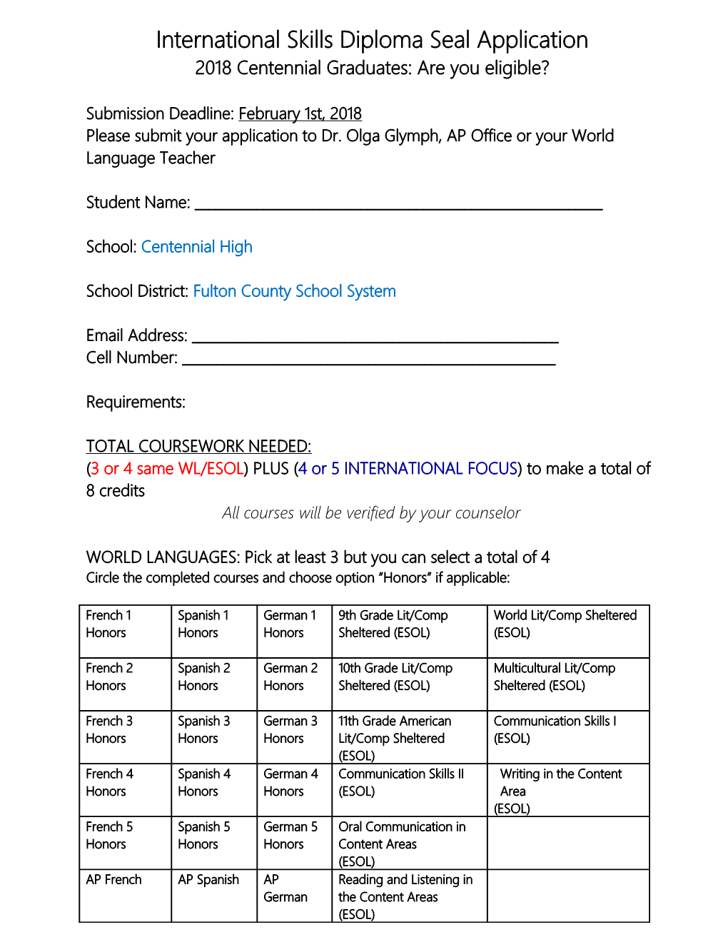 International Skills Diploma Seal Application