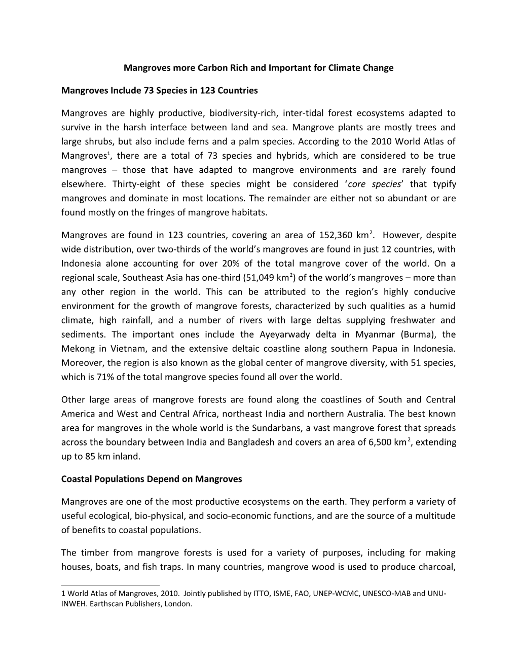 The Role of Mangroves in Climate Change Mitigation and Adaptation