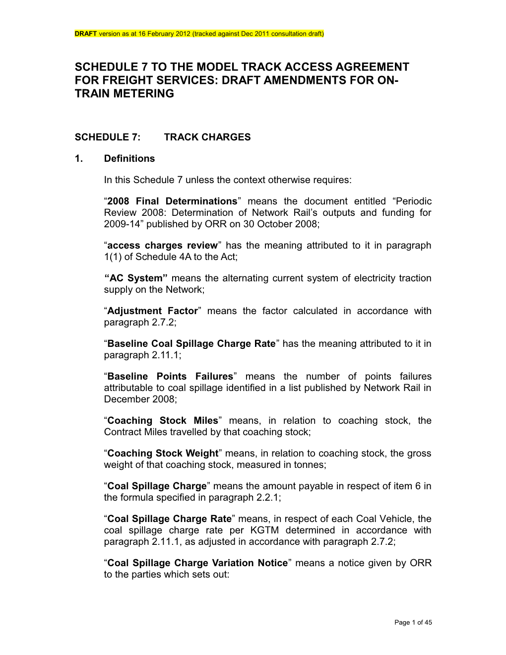 Template Freight Schedule 7 - Tracked Against Consultation Draft (16 Feb 2012)