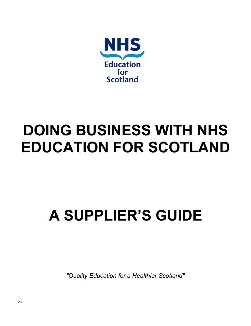 How to Contract with Nhs Education for Scotland Suppliers Guide