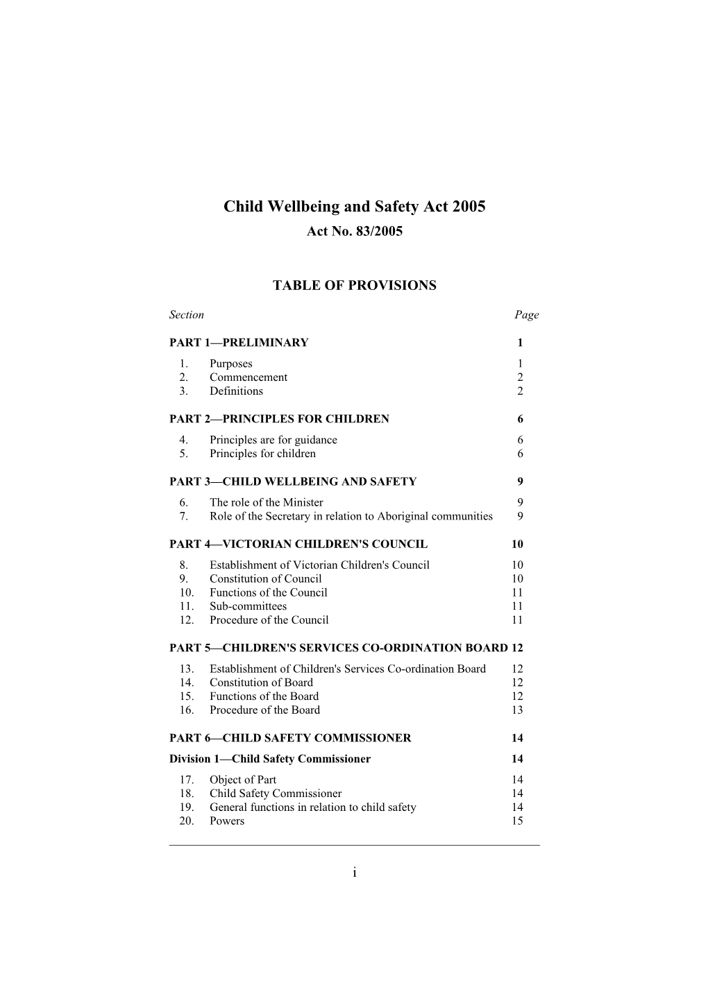 Child Wellbeing and Safety Act 2005