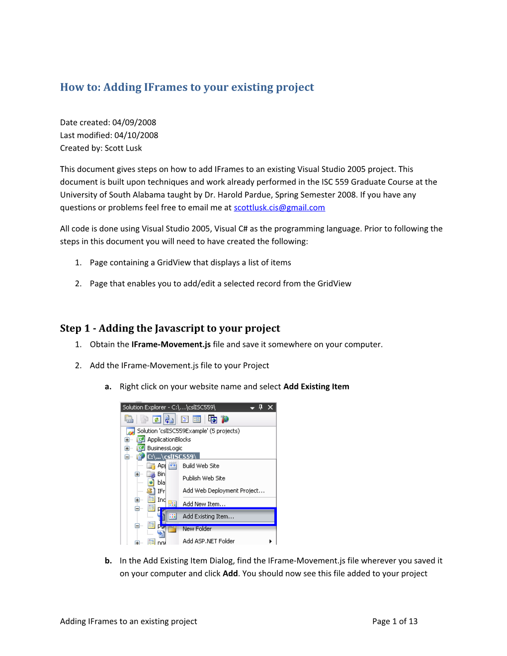 How To: Adding Iframes to Your Existing Project