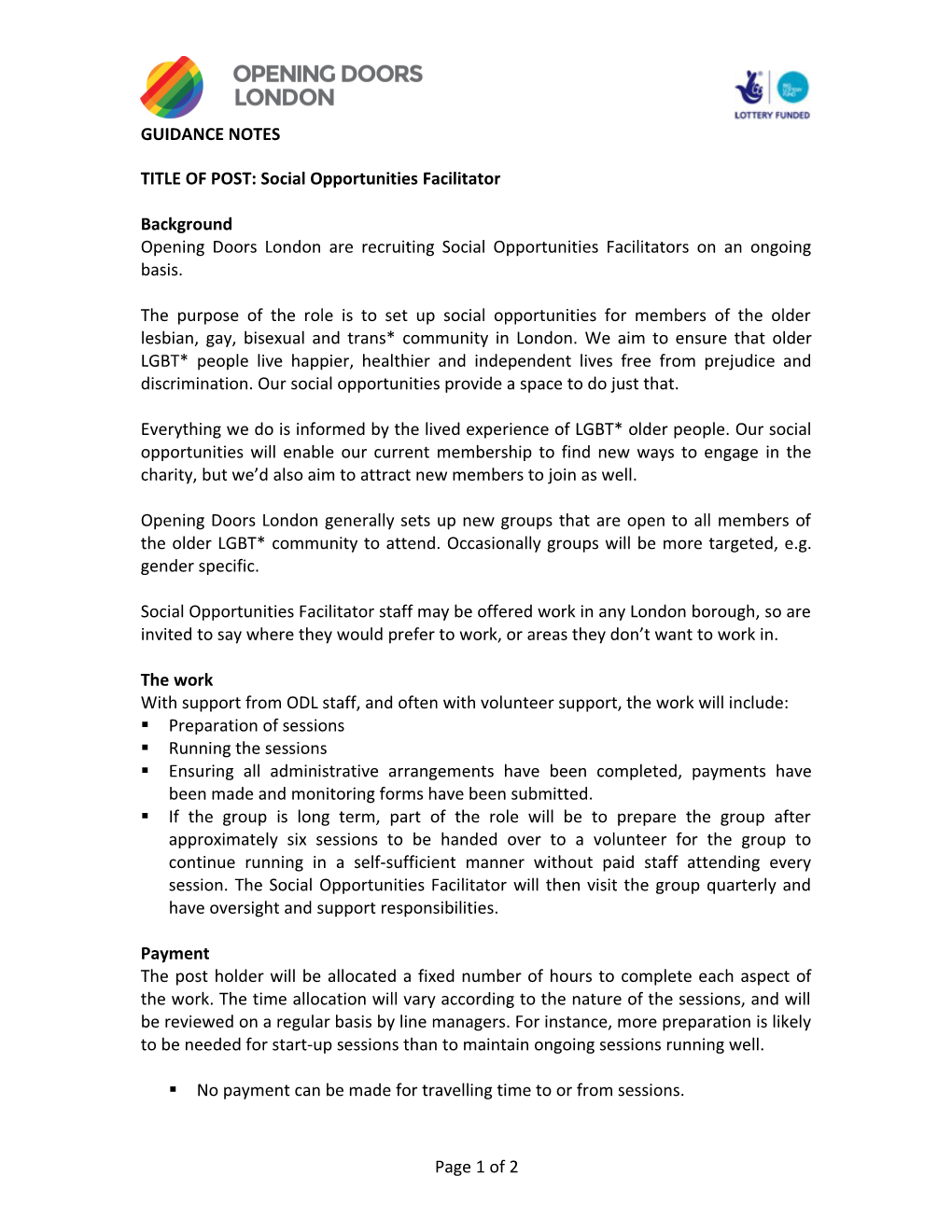 Guidance Notes for Opening Doors Sessional Workers