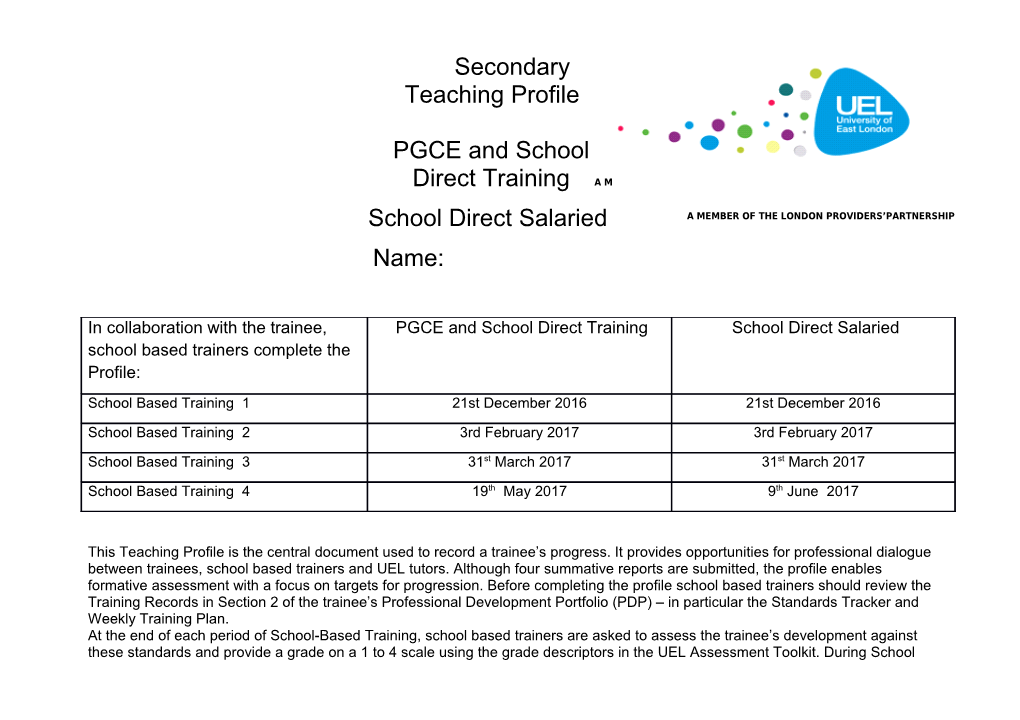 School Based Training 1 - Mentor (Print Name): Trainee (Print Name)