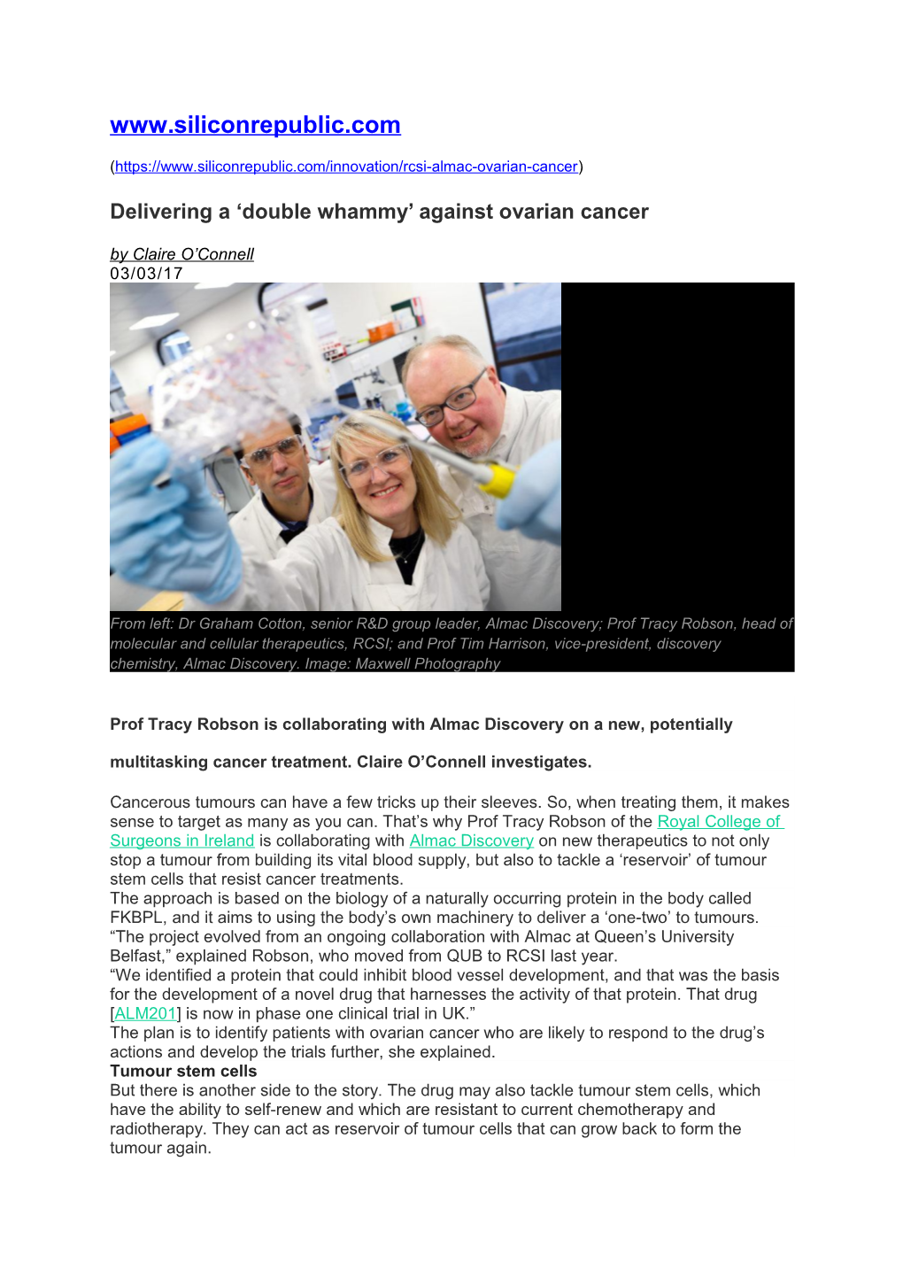 Delivering a Double Whammy Against Ovarian Cancer