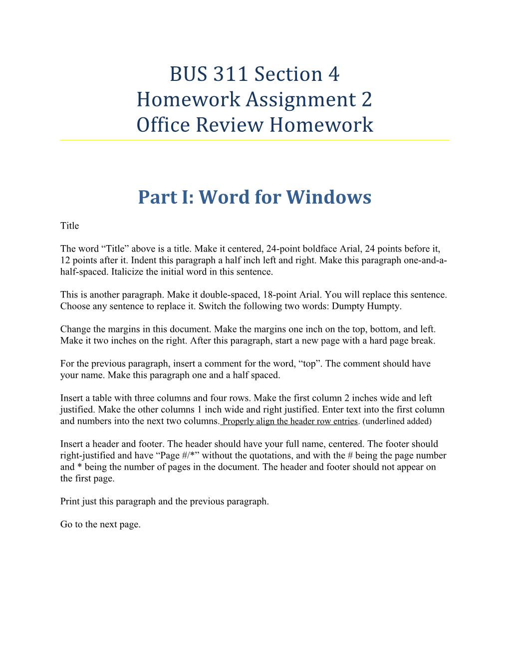 Part I: Word for Windows