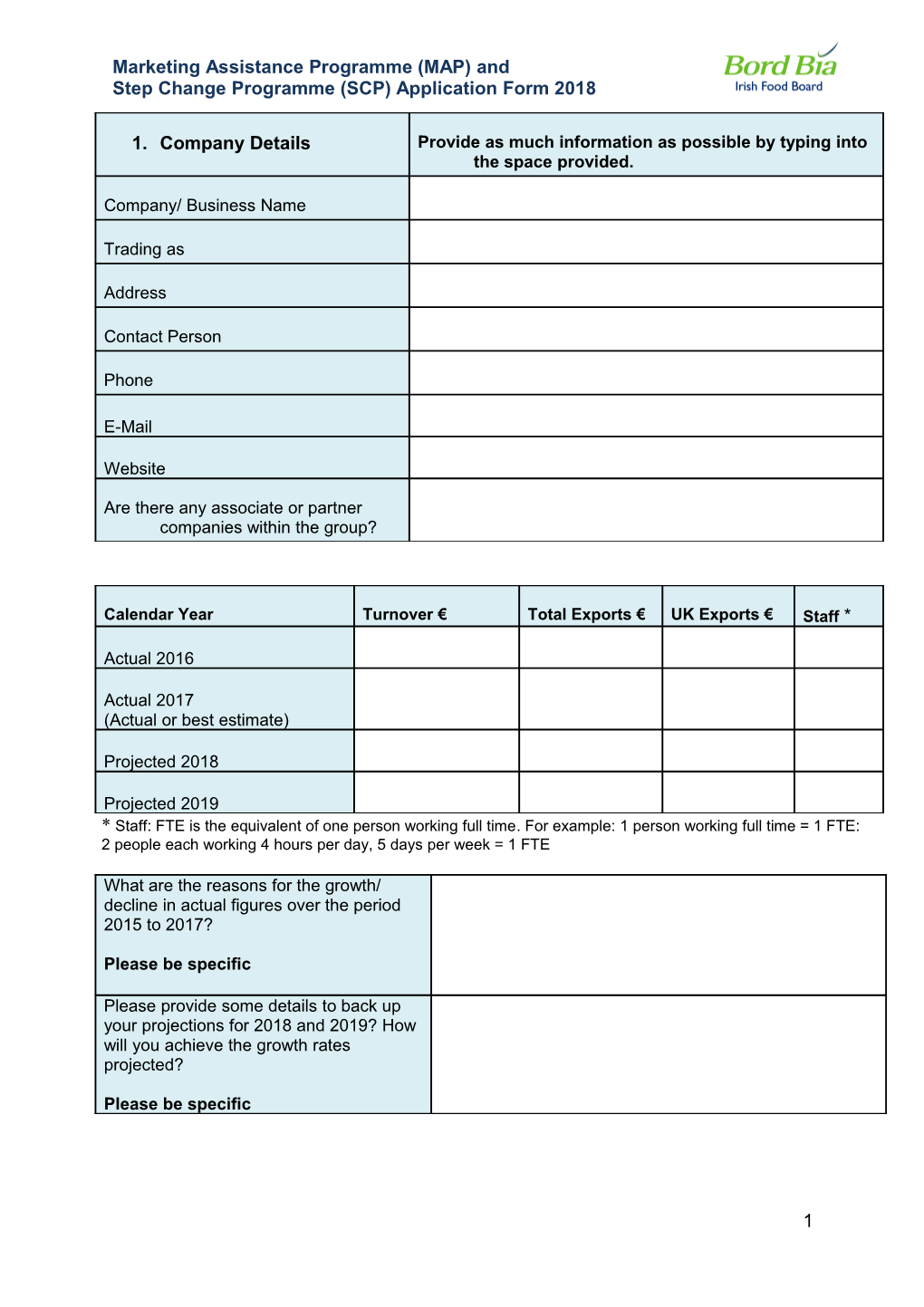 Step Change Programme (SCP) Application Form 2018