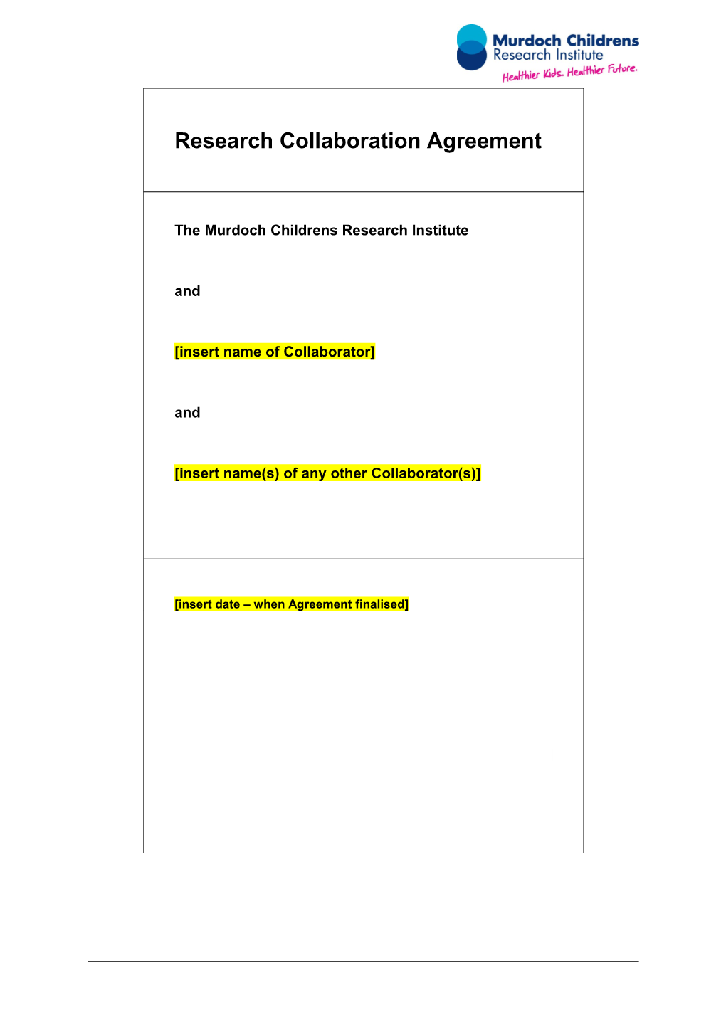 Research C Ollaboration Agreement